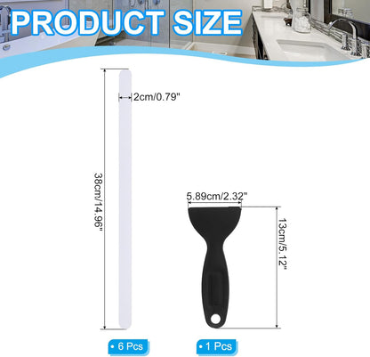 PATIKIL Bathtub Non Slip Stickers 14.96x0.79 Inch, 6 Pack Safety Shower Floor Anti Slip Stickers with Adhesive Decals Scraper for Bath Tub Shower Floor Stair, White