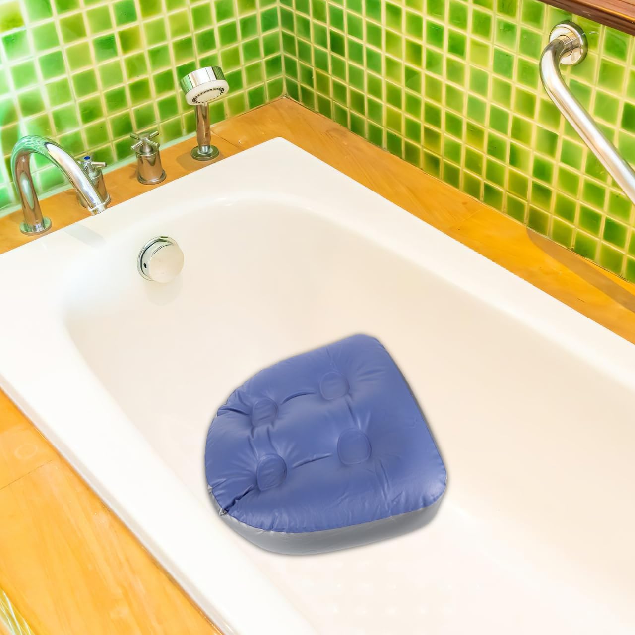 2pcs Inflatable Bath Tub Cushion with Suction Cups Adjustable Thickened Seat for Spa and Hot Tub Portable Adult Bath Pillow Booster for Relaxing Bathing Experience