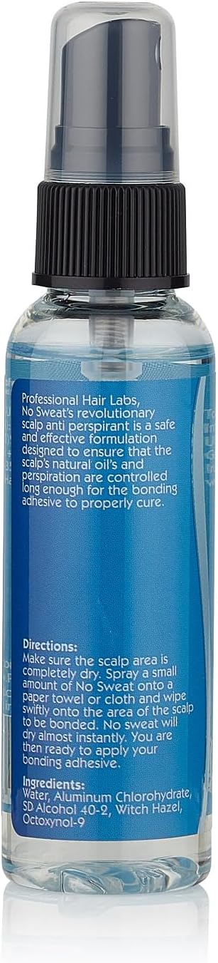 Professional Hair Labs No Sweat Scalp Antiperspirant | Reduces Sweat &amp; Oil for Stronger Hair System Adhesion | Pre-Bond Scalp Prep for Wigs, Toupees &amp; Hair Systems (2oz (60ml))