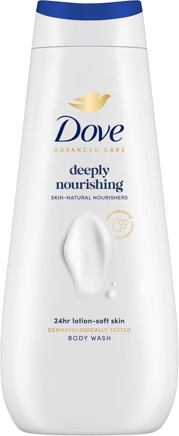 Dove Advanced Care Deeply Nourishing Body Wash Body Cleanser shower gel with skin-natural nutrients for instantly lotion-soft skin 6x 400 ml