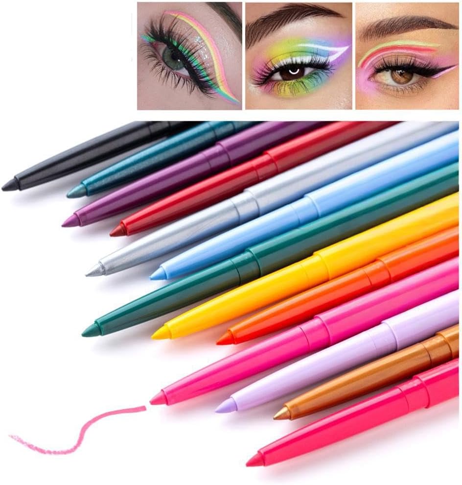Waterproof Eyeliner Pencil, Long-Lasting Smudge-Proof Eye Liners, Fine Tip for Precise Lines, Quick-Dry Formula (Purple)