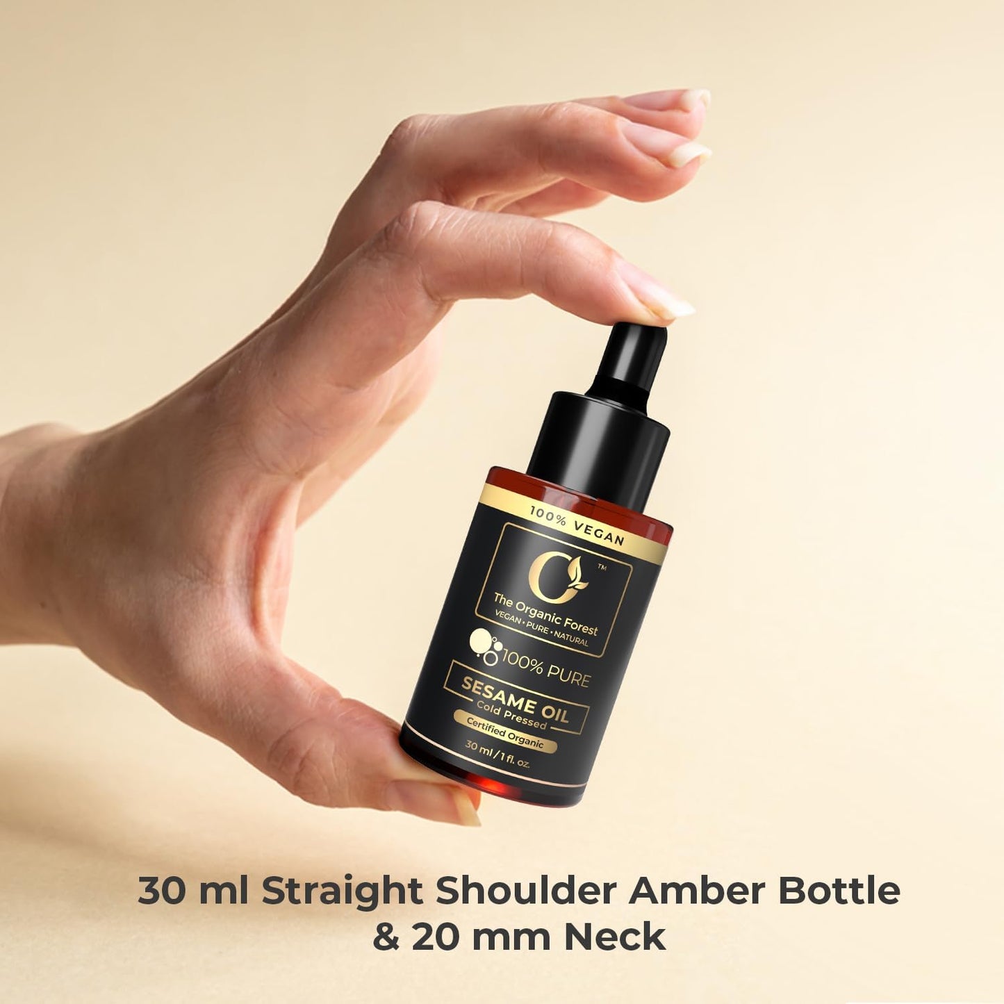 Premium Organic Sesame Oil - Cold Pressed Sesame Seed Oil for Skin &amp; Hair - Nutrient-Rich Sesame Seeds Organic - Natural &amp; Pure - Non-GMO, Vegan, Cruelty-Free, Hexane-Free - 1 fl oz