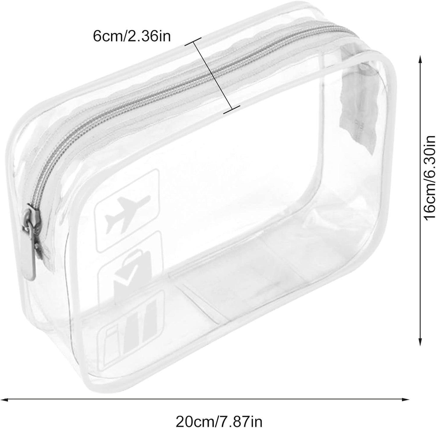 Clear Travel Toiletry Bag TSA Approved Quart Size Travel Bag Airport Security Carry On Liquid Bag Cosmetic Pouch Shower Bag Transparent Toiletries Bags (White
