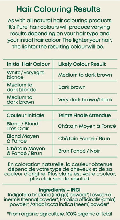 It's Pure Organic Herbal Hair Dye in Very Dark Brown 110g
