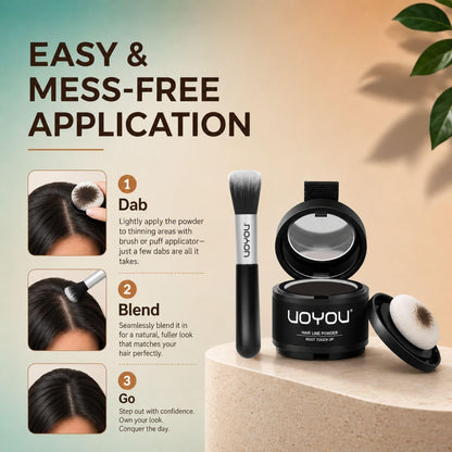 Root Touch Up Powder, Instantly Conceals Hair Loss &amp; Gray Roots, Water &amp; Sweat Resistant, Men &amp; Women's Thinning Hair Solution, Includes Brush (Dark Brown)