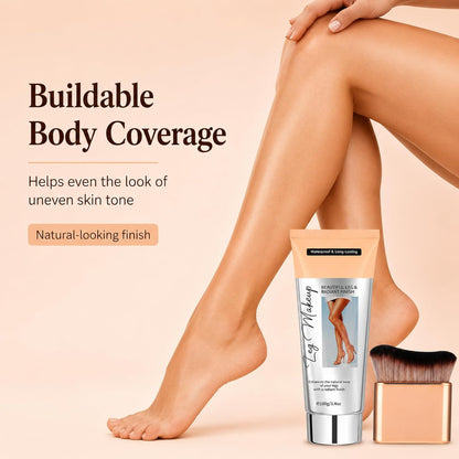 Leg Makeup With Brush, Body Concealer, Full Coverage Makeup – Water-Resistant Transfer-Resistant Cream for Uneven Tone, Natural Finish Leg &amp; Body Makeup for Summer Events, 100ml