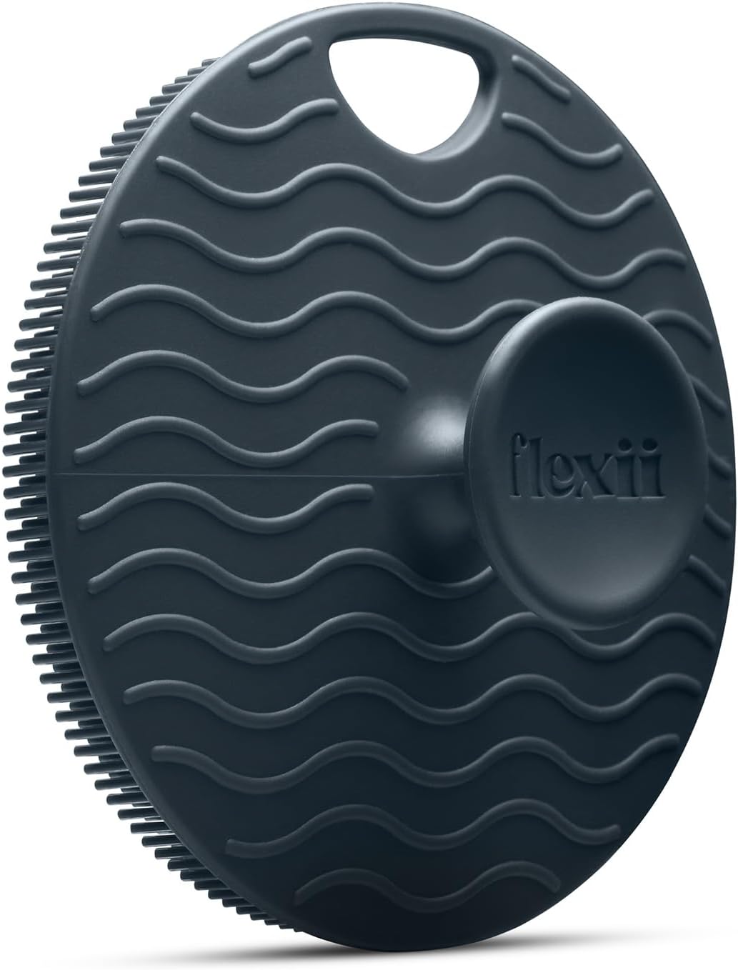 flexii® Silicone Body Scrubber - Premium Body Brush for Sensitive Skin, Gentle Body Exfoliator &amp; Shower Scrubber, Exfoliating Silicone Loofah for Men &amp; Women - Charcoal