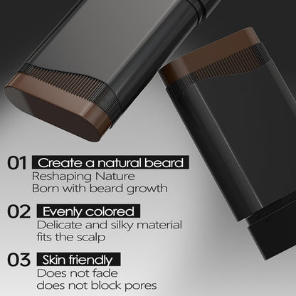 Men's Beard Colour Fill Stick Waterproof Sweat-Resistant - Instant Touch Up Dye Stick for Natural Grey Hair Coverage, Thickening &amp; Defining Facial Hair with Smudge-Proof Finish (01#Black)