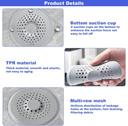 Silicone Drain Protector with Sucker, 4pcs Silicone Drain Protector, Sink Strainer Protector Hair Catcher for Shower Drain with Strong Suction Cup Sink Strainer Protector Shower Drain Cover