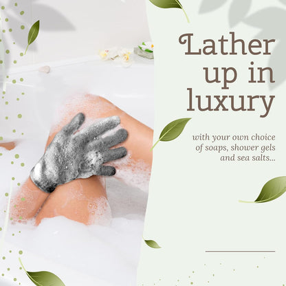 Exfoliating Wash Gloves, Shower Scrub Gloves/Loofah, Natural Fibre Bath Gloves for Spa, Massage, Body Scrub Exfoliator, Dead Skin Remover with Hanging Loop(Heavy)