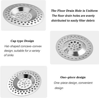 2 Pcs Sink Strainer, Stainless Steel Sink Strainer Plug, Drain Hair Catcher, Protector Shower Drain Cover, Sink Stopper Drain Filter for Kitchen, Bathtub, Bathroom, 2.95 "/ 7.5 cm
