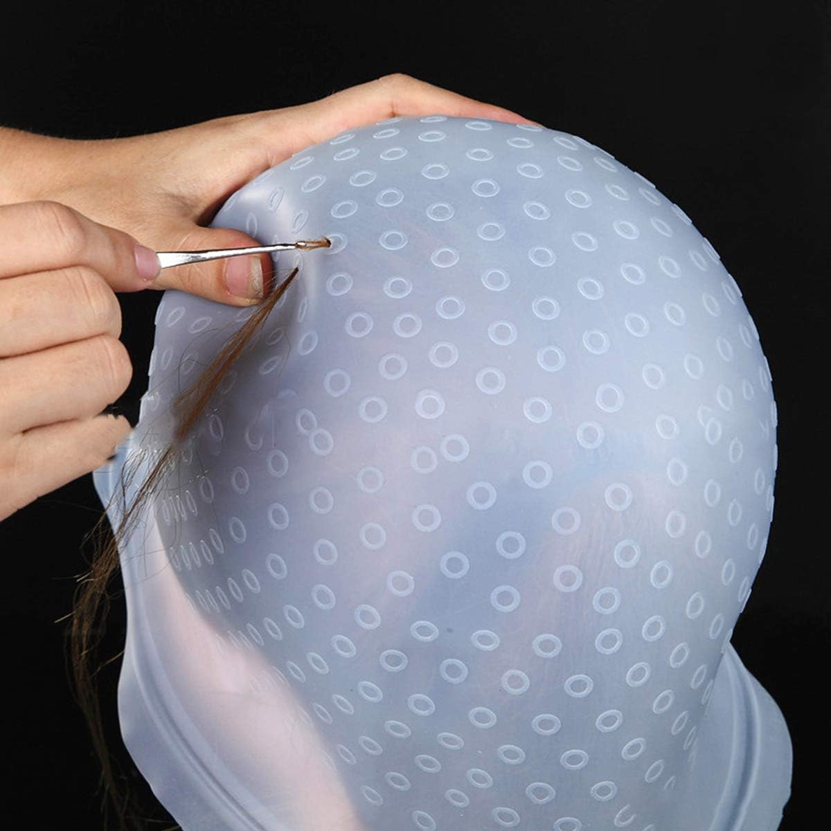Silicone Highlighting Cap with Needle, Highlight Cap for Hair Coloring, Easy Application with Pre-Punched Holes – Reusable and Durable