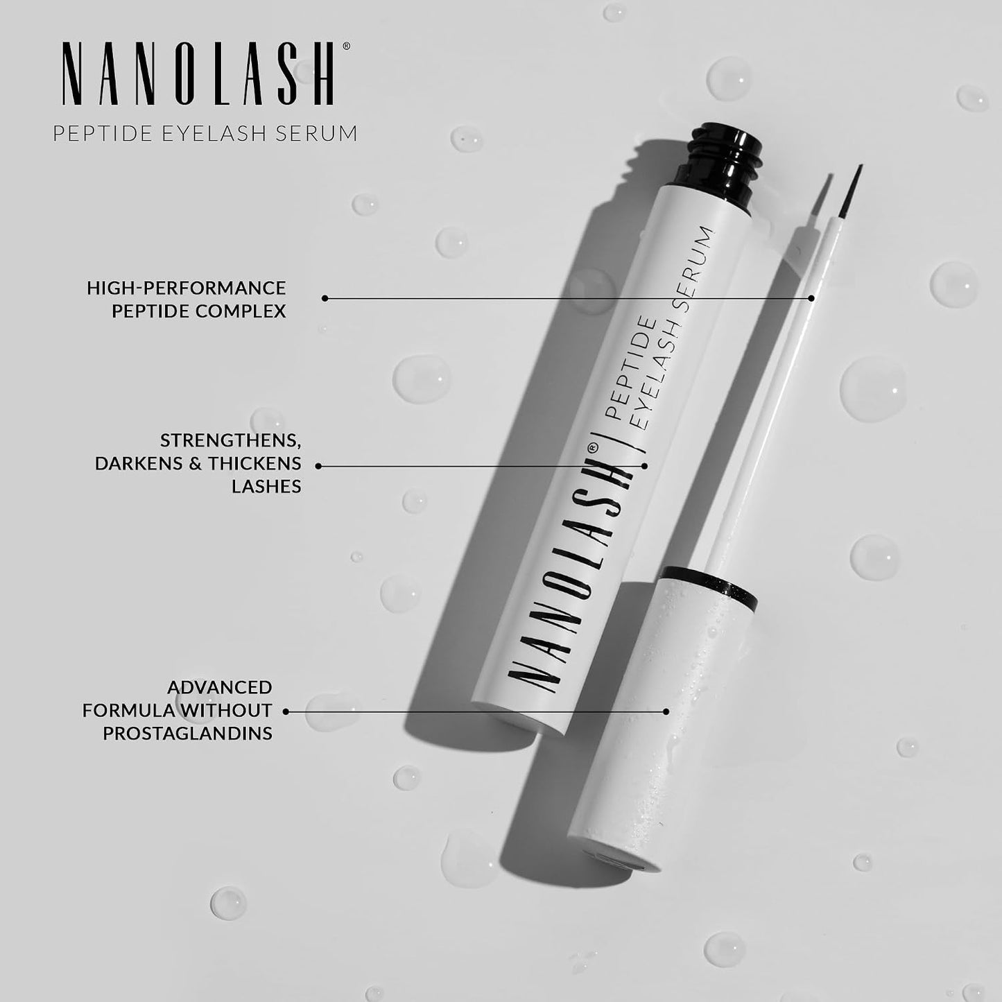 Nanolash Peptide Eyelash Serum 5ml - Longer, Thicker, Stronger Lashes in 8 Weeks - Unisex - Clear - Women