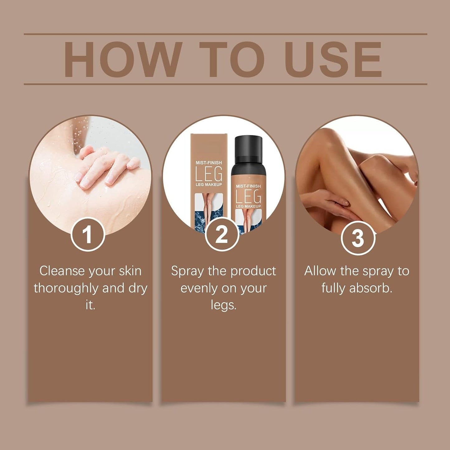 120ml Waterproof No Transfer Leg Makeup to Cover Veins&amp;Scars,Full Coverage Body Foundation with Moisturizing Hydration,Natural Bronze Instant Tan,Long Lasting Sweat-Proof Leg Bronzer&amp; Body Make-Up