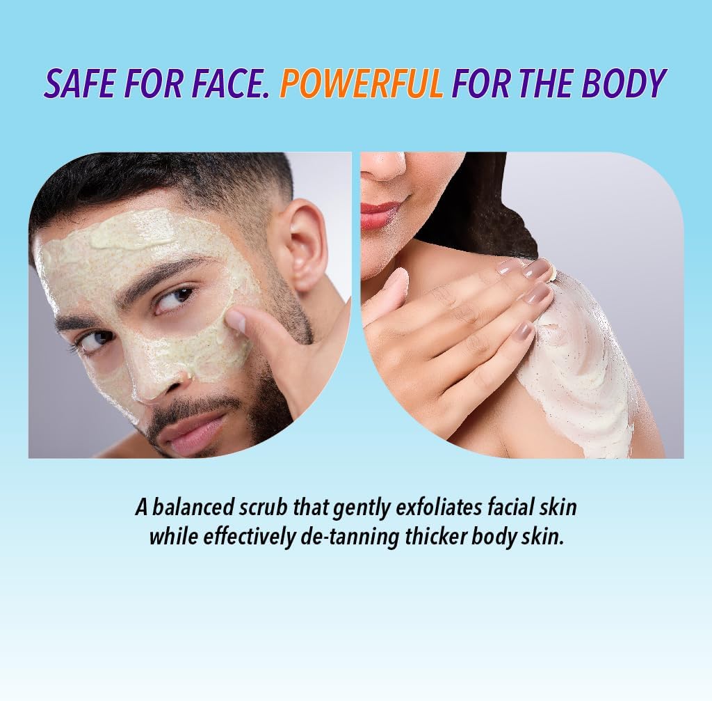DR.RASHEL De-Tan Scrub For Face &amp; Body (380 Ml) | Revitalizing Tan Removal | Cleanser For Deep Exfoliation | Dead Skin Remover | Blackhead Remover | Skin Brightening Lightening