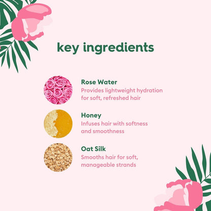 Flora &amp; Curl Rose Water Detangling Lotion | Lightweight Botanical Leave-In Detangler with Rose Water, Coconut Oil, Honey, Oat Silk, Calendula &amp; May Chang Oil | For All Curl Types | 300ml