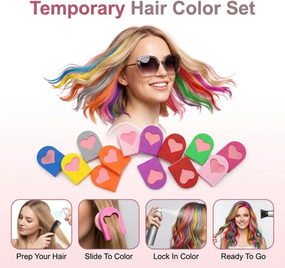 10 Colors Hair Chalk for Adults, Temporary Washable Hair Dye Powder Set, Non-Toxic Hair Colour Chalk Pens for Party Cosplay Halloween Christmas