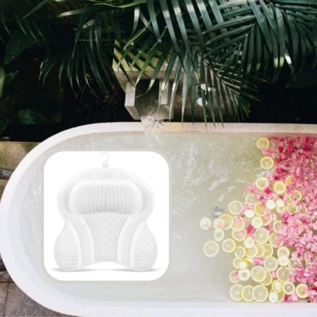 Luxury Bath Pillow Cushion Ergonomic pillow with 4D Air Mesh Technology and 6 Suction Cups Helps Support Head Neck Back Shoulder Fits All Bathtub Hot Tub and Home Spa UK brand