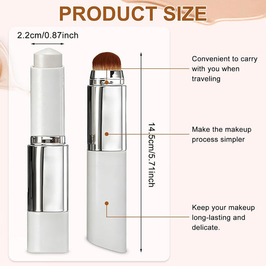 Faccelove Foundation Stick with Brush, Colour Changing Foundation Stick with SPF 15, Automatic Colour Adjustment, 2-in-1 Makeup Stick for Natural Rays, Long Lasting for All Skin Types