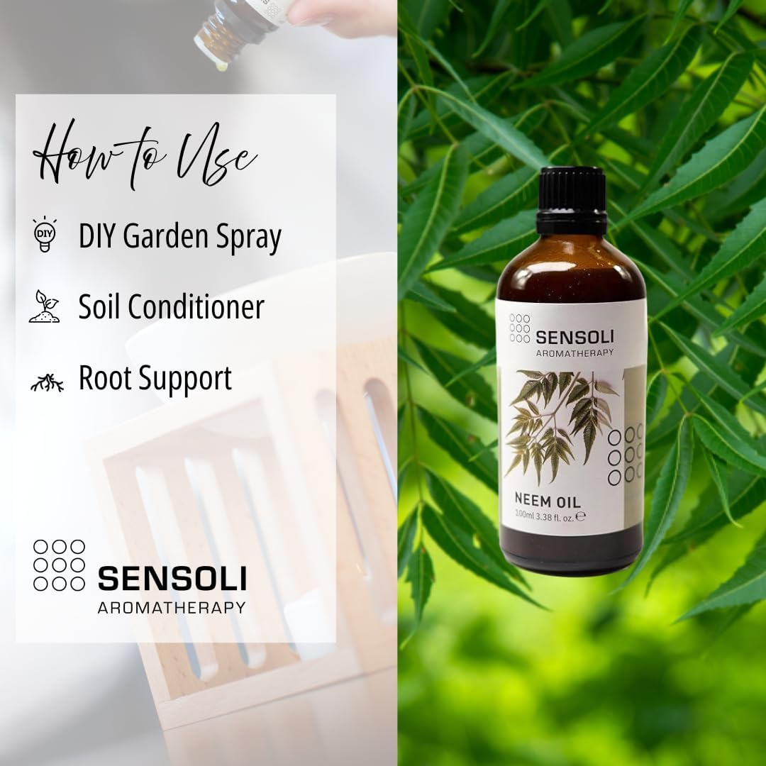 Neem Oil 100ml - 100% Pure Cold-Pressed Carrier - Natural Botanical for Skin, Hair, Plants &amp; Gardening Use