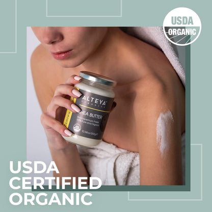 Аlteya Organic Shea Butter 300g - USDA Certified Organic 100% Pure, Natural - All Skin Types Body Butter - Face, Lips, Hair - Nourishes,Protects, Moisturizes