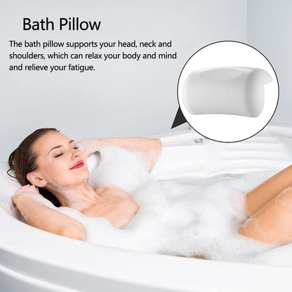 Luxury Bath Pillow for Tub - Waterproof Bath Pillow with 2 Strong Suction Cups, Ergonomic Neck &amp; Back Support for Relaxation | Spa &amp; Bath Accessories for Adults, Home Spa Gift Idea - White