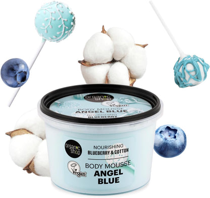 Organic Shop Body Mousse Angel Blue Nourishing Blueberry &amp; Cotton, 250 ml