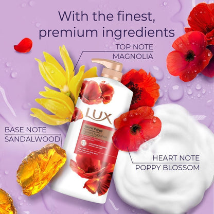 Lux Magical Orchid Body Wash 1L (1 Pack) &amp; Secret Poppy BodyWash 1L (1 Pack) &amp; Lux Charming Peony Body Wash 1L (1Pack) (Total 3 Packs)