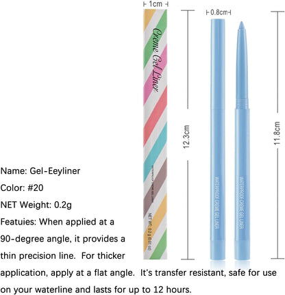 Coloured Eyeliner Eyeliner Pencils, Long-Lasting Eye Liners Waterproof Eyel Liner Pencils for Makeup Tool, Eyeliners (Light Blue)