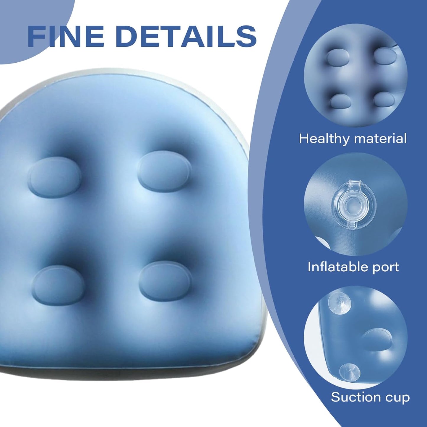 Bathtub Cushions, 2Pcs Inflatable Booster Seat 18.5x14.6x5.9'' Spa &amp; Back Support Inflatable Hot Tub Seat with Suction Cup Hot Tub Seat PVC Hot Tub Booster Seat for Adults, Blue