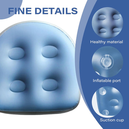 Bathtub Cushions, 2Pcs Inflatable Booster Seat 18.5x14.6x5.9'' Spa &amp; Back Support Inflatable Hot Tub Seat with Suction Cup Hot Tub Seat PVC Hot Tub Booster Seat for Adults, Blue