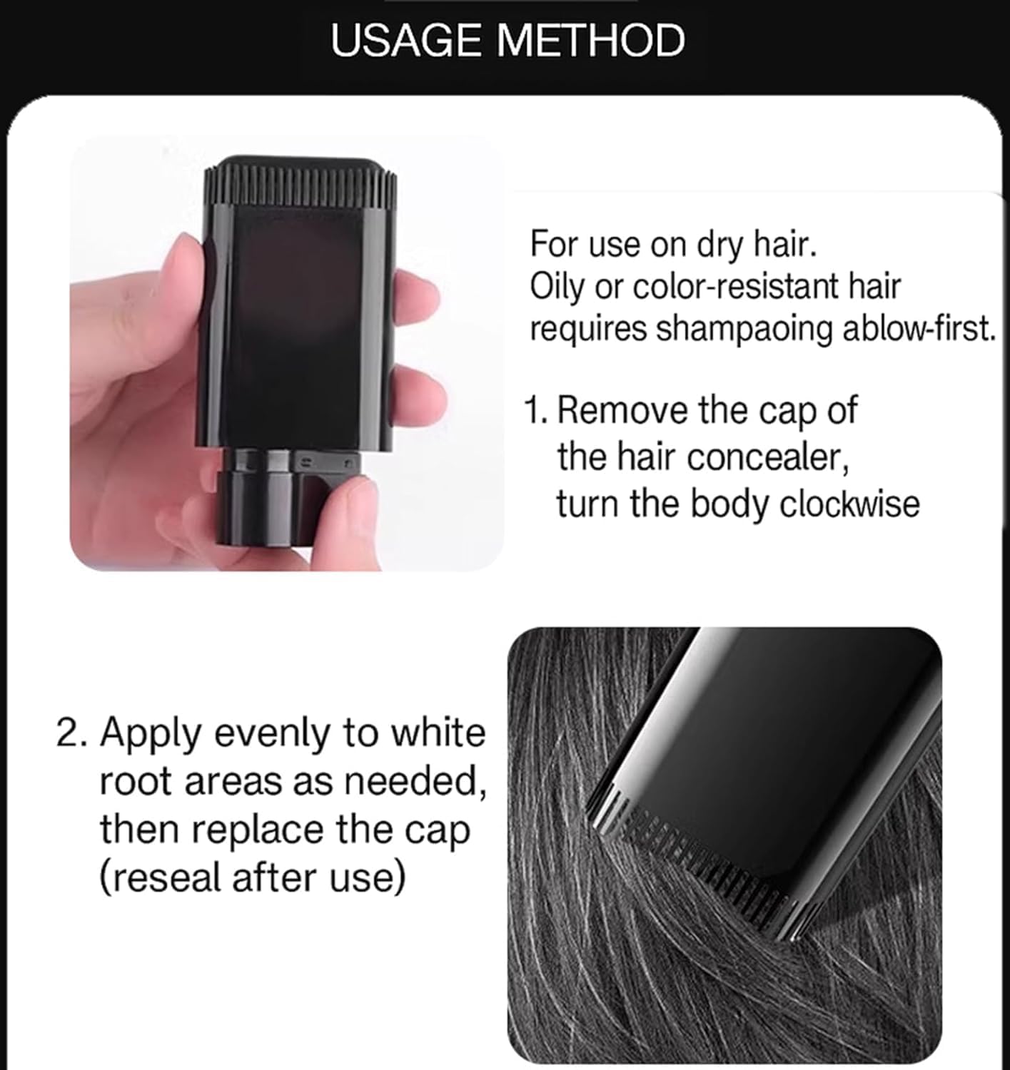 Waterproof Hair Dye Stick with Comb for Root Touch Up, Instant Grey Hair Concealer in Natural Brown, Portable Sweat-Proof Hair Colour Applicator for Men and Women(2PCS-Brown)