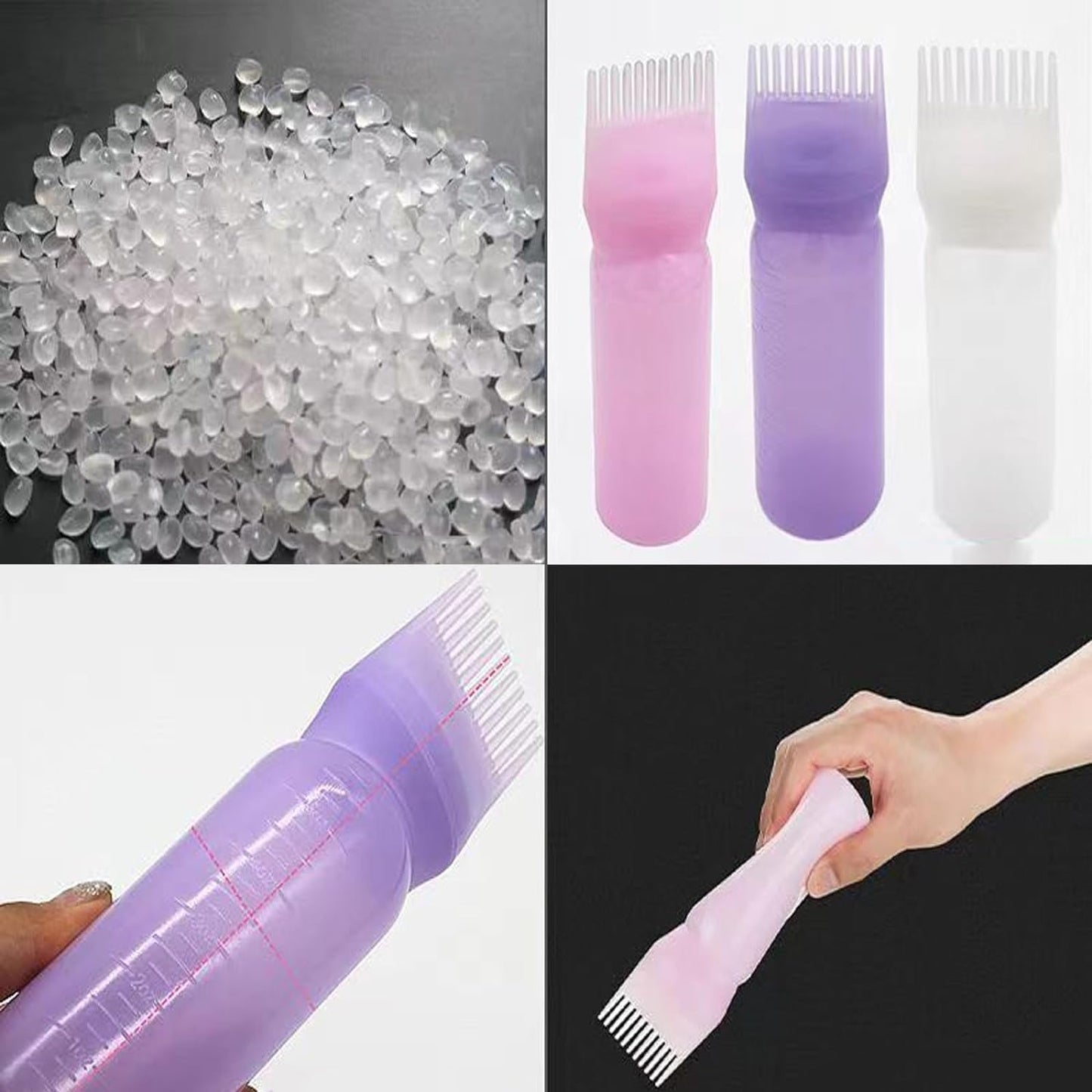 Botella Aplicadora De Peine De Raíz,Root Comb Applicator Bottle,Hair Oiling Applicator,Hair Oil Bottle with Comb,Oil Applicator Bottle for Hair,Hair Dye Bottle (Purple), 24461209
