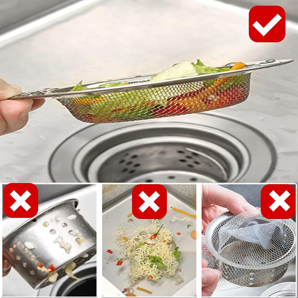 2 Pcs Kitchen Sink Strainer, Stainless Steel Sink Drain Strainer, 7.5 cm Drain Filter Strainer, Bathroom Sink Stopper, Hair Catcher, for Kitchen Sink, Bathroom, Bathtub, Wash Basin
