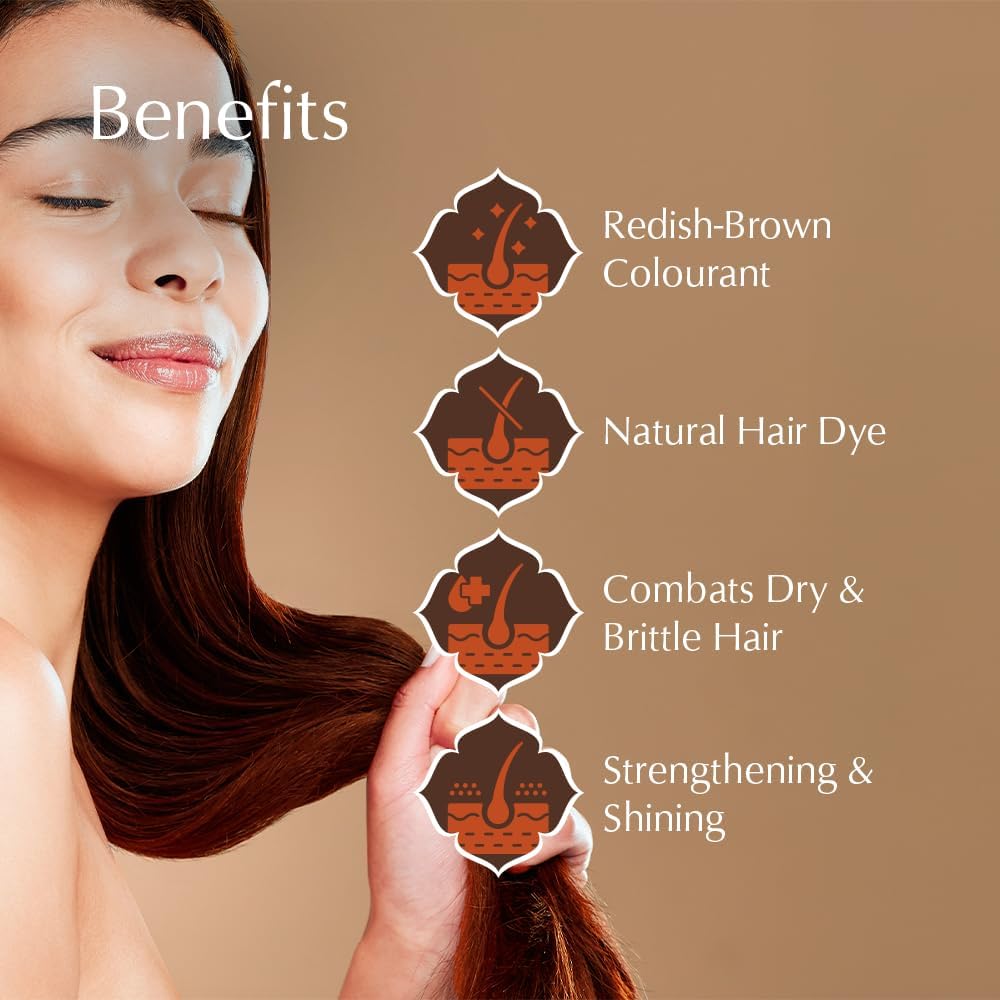 Ayumi Pure Henna 100% (Mendhi), 200g | Natural Dark Red Hair Dye | Chemical-Free Colour | Dandruff Prevention | Hair Growth &amp; Moisture Conditioning Powder