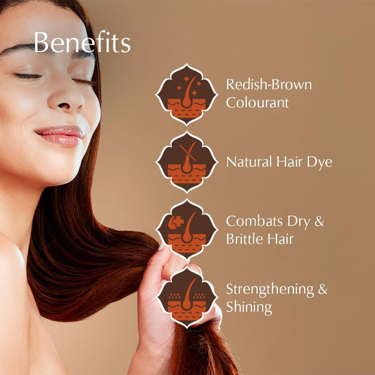 Ayumi Pure Henna 100% (Mendhi), 200g | Natural Dark Red Hair Dye | Chemical-Free Colour | Dandruff Prevention | Hair Growth &amp; Moisture Conditioning Powder