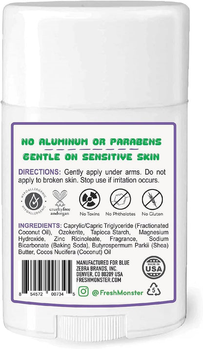 Fresh Monster Natural Deodorant For Kids And Teens | Aluminum Free, Paraben Free, Hypoallergenic | Gummy Burst Scent (1.76Oz)