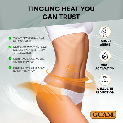 GUAM Algae Anti Cellulite Cream for Tummy &amp; Waist, 150ml Mud based Hot Skin Tightening Cream for Stomach with Black Tourmaline &amp; Caffeine, Natural Cellulite Remover, Belly &amp; Tummy Skin Firming Cream