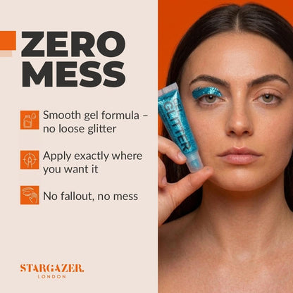 Stargazer Blue Body Glitter Gel - Face &amp; Body Shimmer - Long Lasting Festival &amp; Party Makeup - Easy to Apply - Cruelty-Free - 10 ml