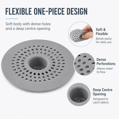 Shower Drain Hair Catcher Trap 3 PCS – Raised Dome Silicone Sink Strainer with Micro Holes – Anti Clog Bath Plug Hole Cover Filter for Bathtubs and Showers