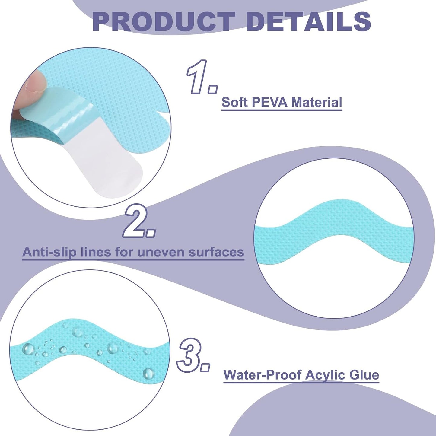 PATIKIL Non Slip Bathtub Stickers, 24 Pcs S-Shape Safety Anti Slip Shower Stickers Strips Adhesive Decals with Scraper for Bath Tub Shower Floor Stairs Ladders, Blue