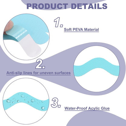 PATIKIL Non Slip Bathtub Stickers, 24 Pcs S-Shape Safety Anti Slip Shower Stickers Strips Adhesive Decals with Scraper for Bath Tub Shower Floor Stairs Ladders, Blue