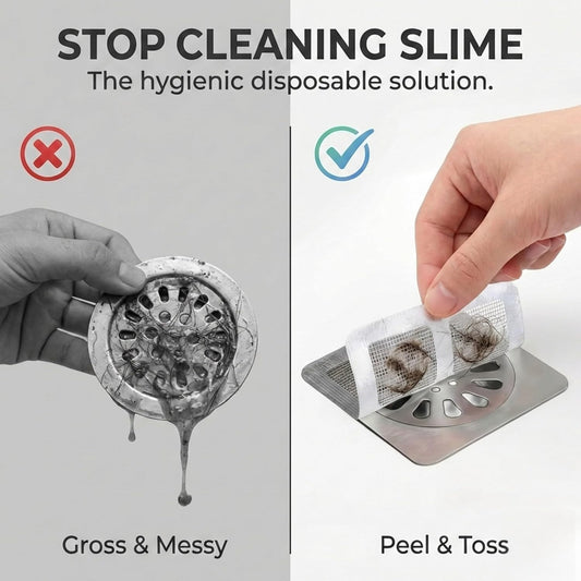 (25 Pack) Disposable Drain Cover &amp; Drain Snake Stickers - 10 cm Square Shower Drain Cover &amp; Hair Catcher for Shower Drain - Perfect for Bath &amp; Kitchen - Mesh Stops Human &amp; Pet Hair