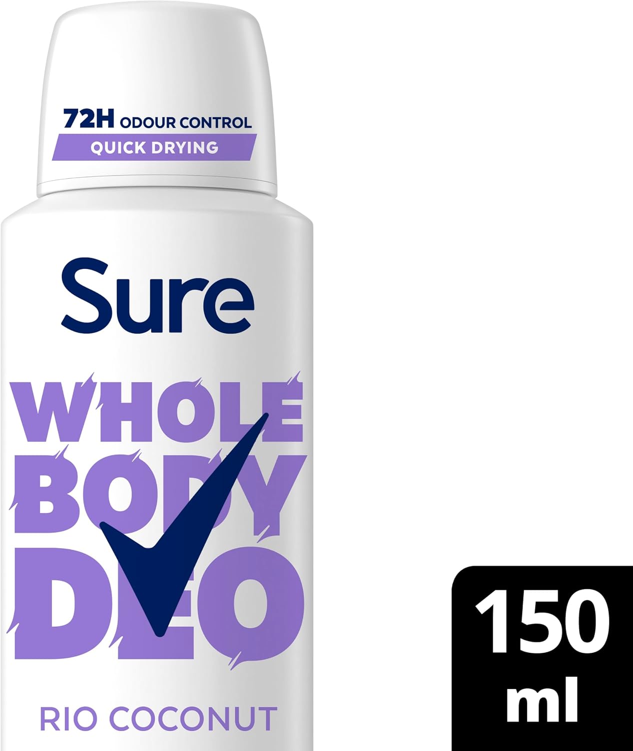 Sure Rio Coconut Whole Body Deodorant women's deodorant spray with a fresh &amp; tropical fragrance for 72-hour odour control 150 ml