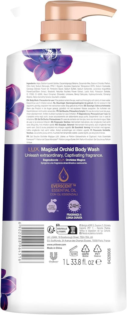 Lux Magical Orchid Body Wash 1L (1 Pack) &amp; Secret Poppy BodyWash 1L (1 Pack) &amp; Lux Charming Peony Body Wash 1L (1Pack) (Total 3 Packs)