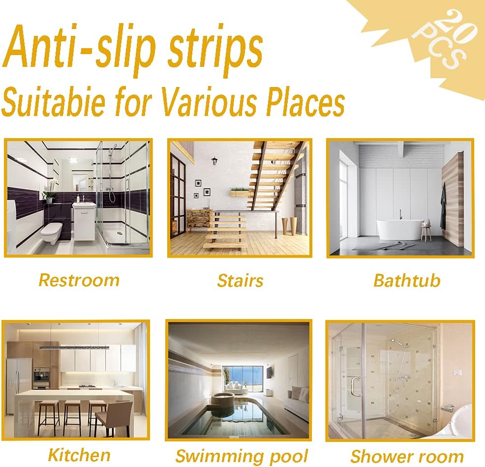 CCLKHY 20 Pcs Non Slip Bathtub Stickers, Round Non Slip Stickers, Shower Stickers, Transparent Self-Adhesive Non-Slip Strips Stickers for Bath Tub, Stairs, Shower Room, Slippery Surfaces