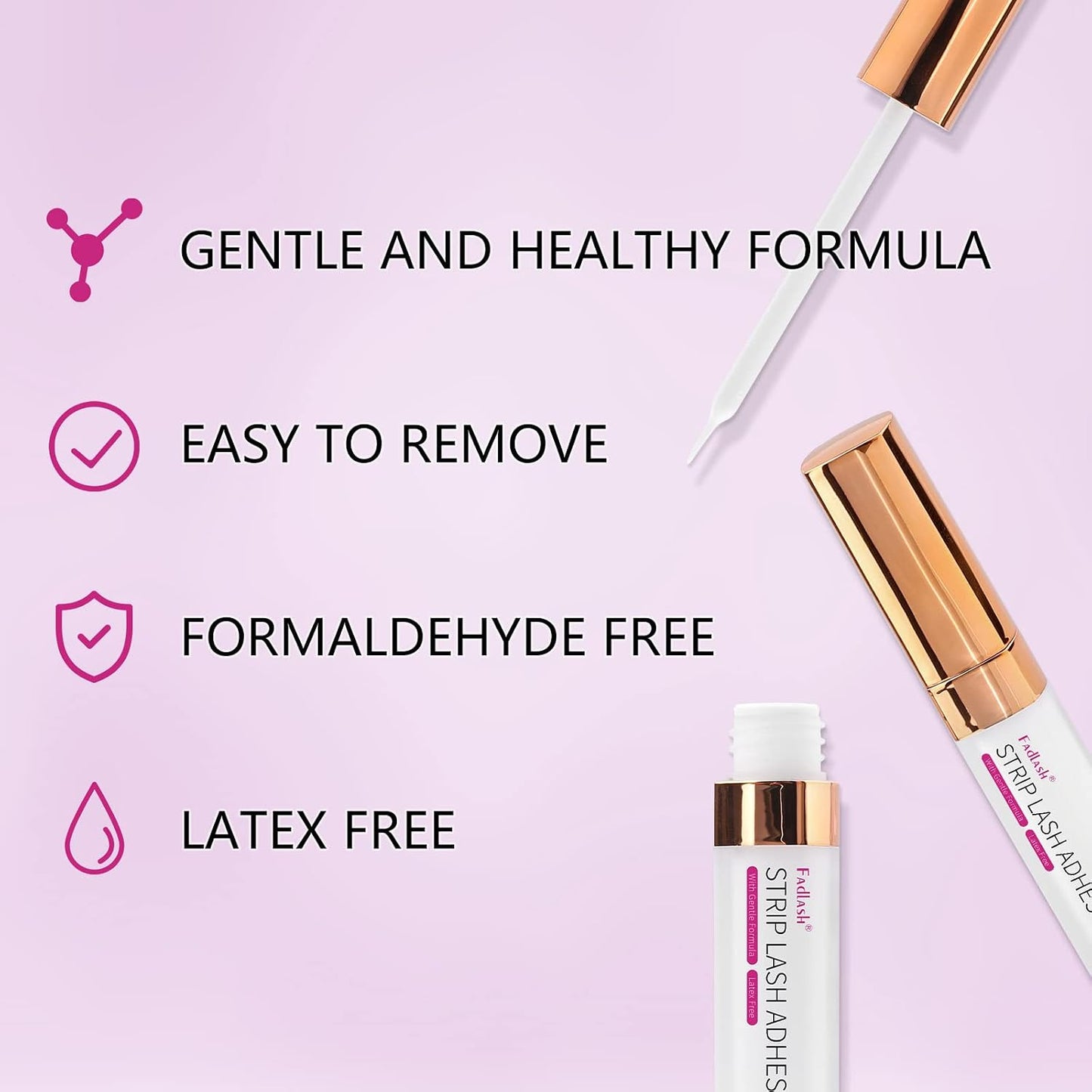 FADLASH Clear Eyelash Glue - Super Strong Hold, Sensitive, Waterproof, White Strip, Latex Free Lash Adhesive - 5.5ml (0.18 Fl. OZ)