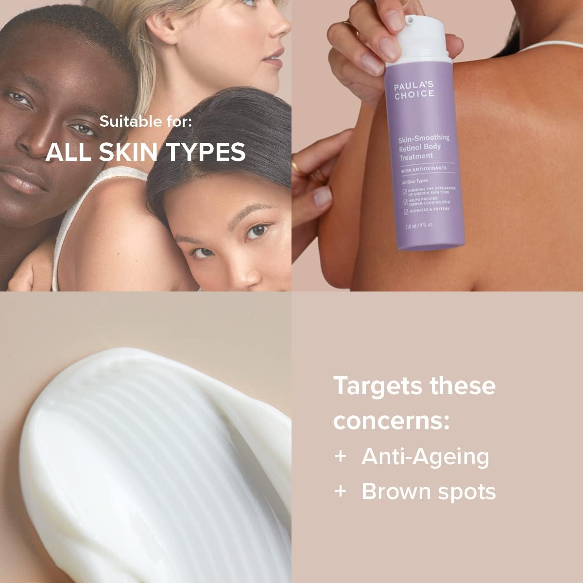 Paula's Choice Retinol Body Treatment - Firming &amp; Hydrating Anti Aging Body Lotion - Reduce Uneven Skin - with Shea Butter &amp; Vitamin A - All Skin Types - 118 ml