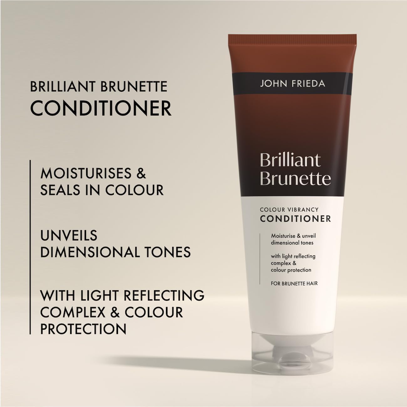 John Frieda Brilliant Brunette Colour Vibrancy Conditioner 250ml | For Brown Hair, Colour Treated Hair, Glossy Vibrancy