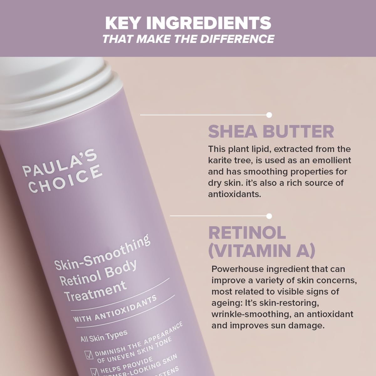 Paula's Choice Retinol Body Treatment - Firming &amp; Hydrating Anti Aging Body Lotion - Reduce Uneven Skin - with Shea Butter &amp; Vitamin A - All Skin Types - 118 ml